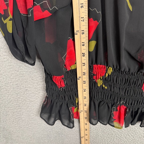 Worthington Top Womens 1X Black Sheer Floral Feminine Spring Romantic Date Night - Picture 10 of 12